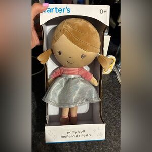 Carter's Party Doll 12" Cloth Fabric Plush Doll In Adorable Dress Age 0+ NIB